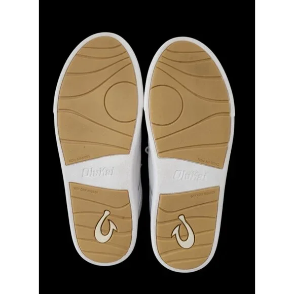 OluKai Kīlea Women’s Classic Court White Leather Sneakers Sz 7.5 - Picture 7 of 9